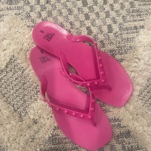 Barbie Pink Studded Jelly Flip Flop Sandals Size 6 NEW Time and Tru